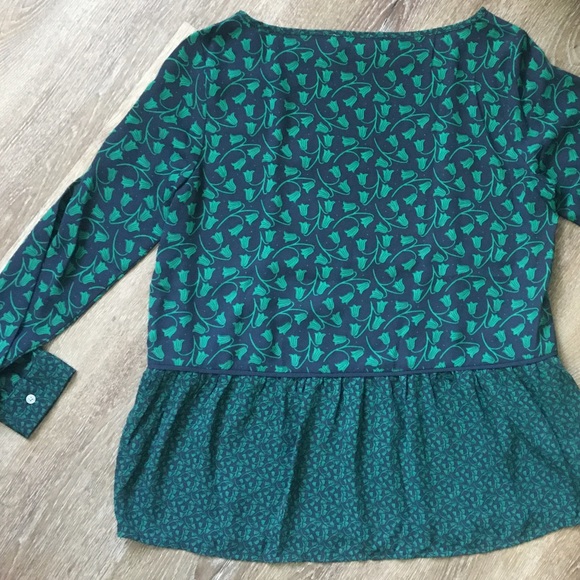 Ann Taylor LOFT blouse, green floral print, S - Picture 6 of 11